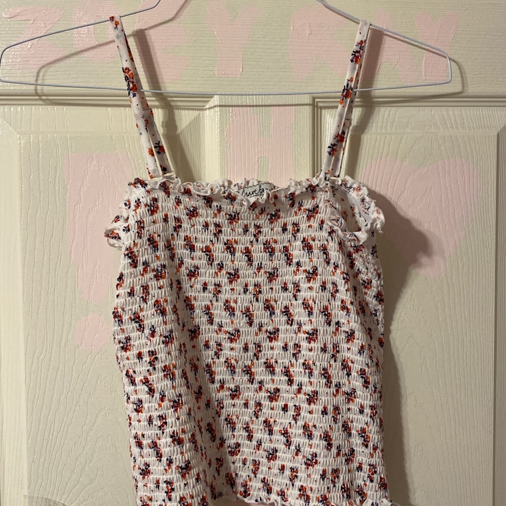 A ribbed floral print tank top